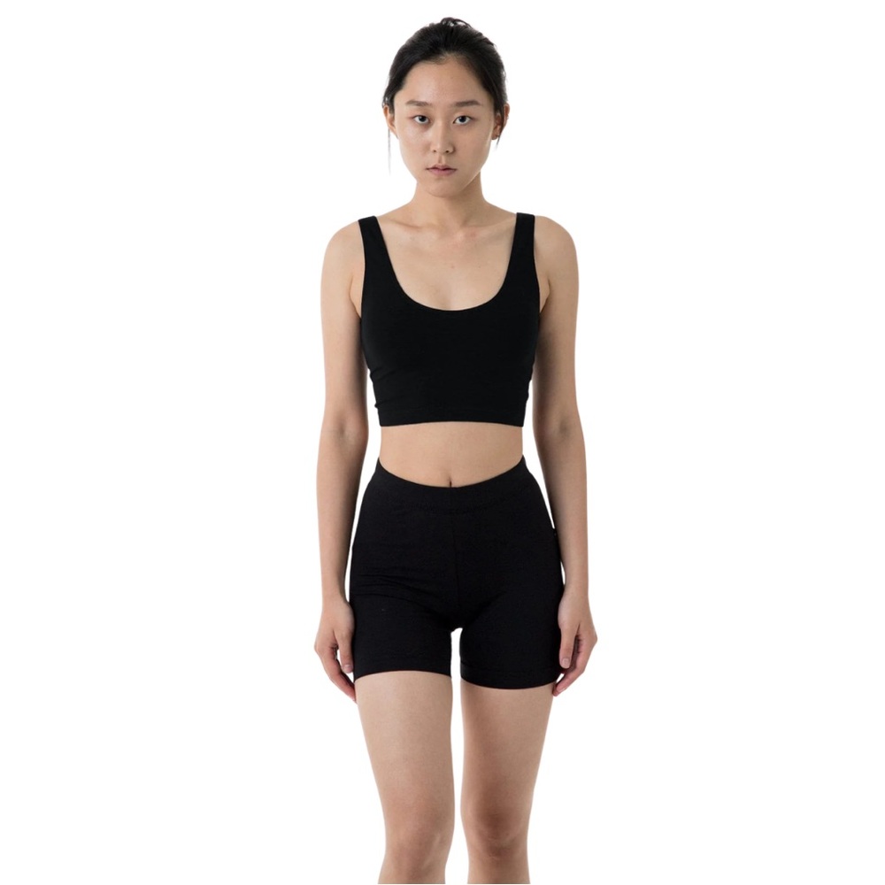 Los Angeles Apparel Black High Waist Bike Shorts Cotton Spandex Small NWOT